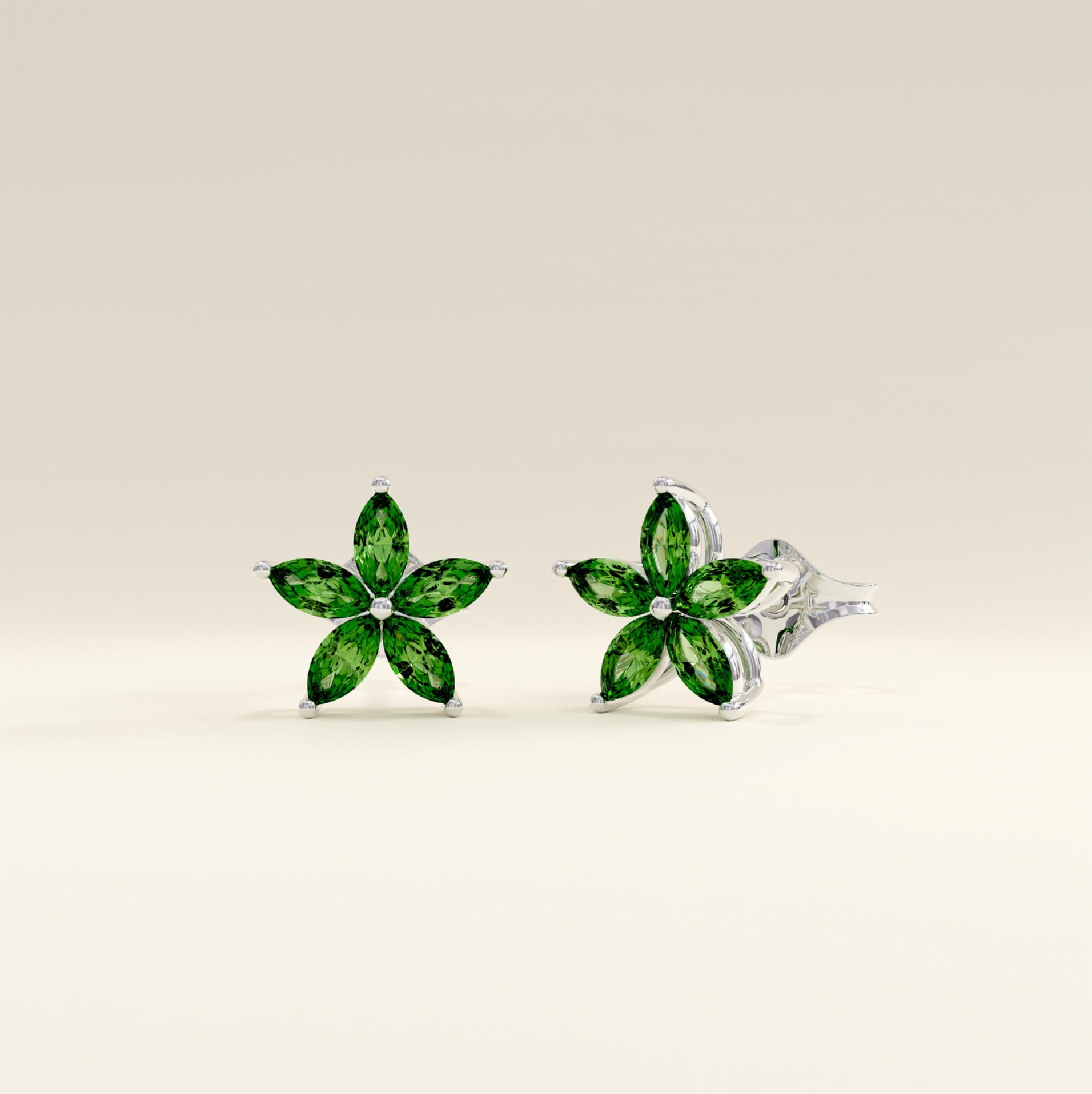 14k Smaragd Blumenohrringe
