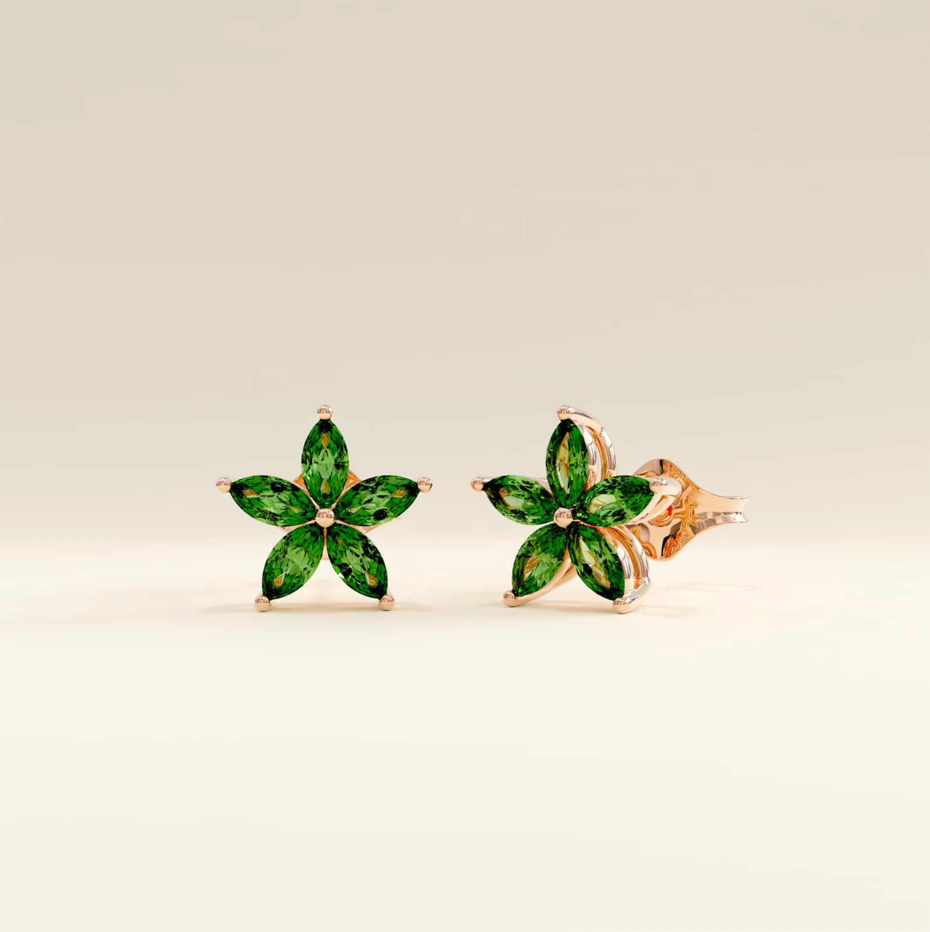 14k Smaragd Blumenohrringe