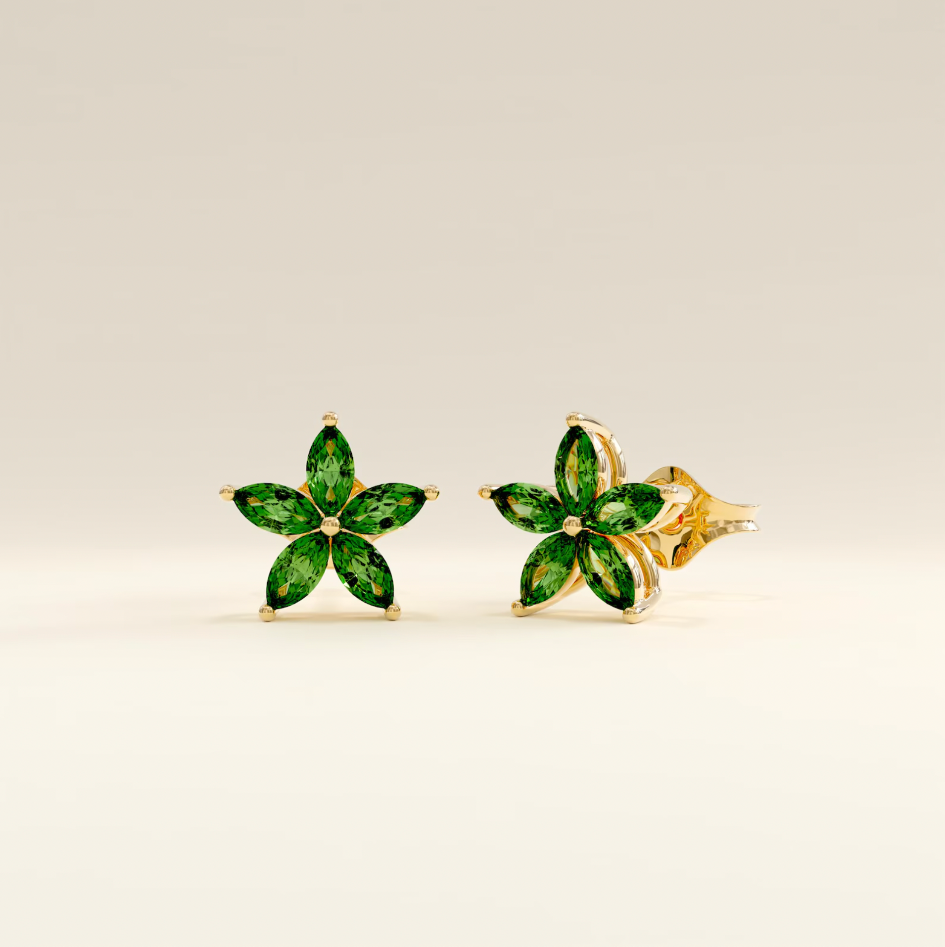 14k Smaragd Blumenohrringe